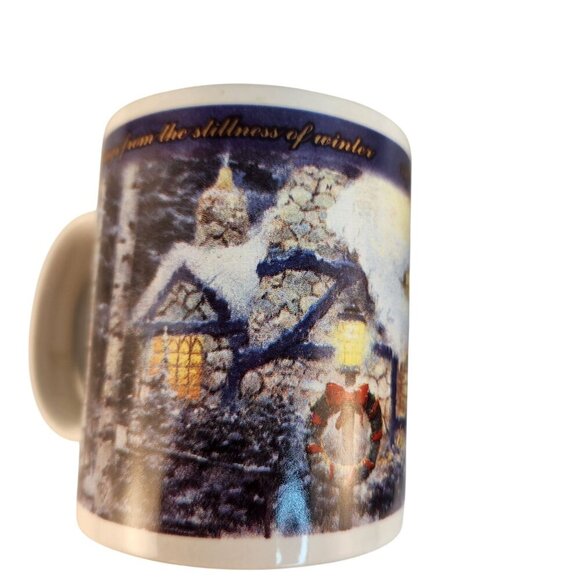 Thomas Kinkade 1990 Coffee Mug Set Stonehearth Hutch and Silent Night Winter Sce - Picture 8 of 10